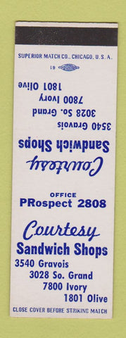 Matchbook Cover - Courtesy Sandwich Shop St Louis MO SAMPLE