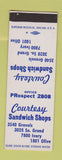Matchbook Cover - Courtesy Sandwich Shop St Louis MO SAMPLE