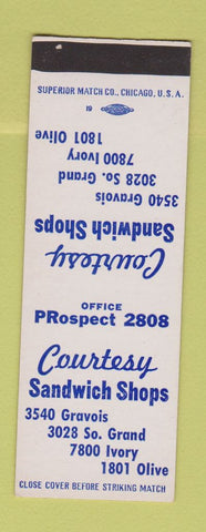 Matchbook Cover - Courtesy Sandwich Shop St Louis MO SAMPLE