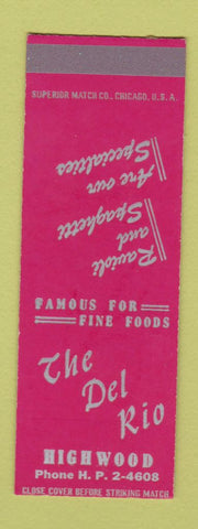 Matchbook Cover - The Del Rio Restaurant Highwood SAMPLE