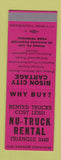 Matchbook Cover - Nu Truck Rental Bison City Cartage SAMPLE