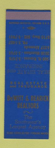 Matchbook Cover - DeWitt Rearick Real Estate SAMPLE
