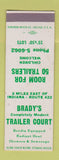 Matchbook Cover - Brady's Trailer Court  WEAR SAMPLE