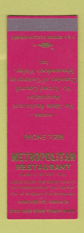 Matchbook Cover - Metropolitan Restaurant Winchester VA SAMPLE