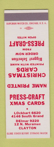 Matchbook Cover - Press Craft Christmas Cards Clayton MO SAMPLE