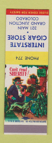 Matchbook Cover Interstate Cigar Store Grand Junction Colorado hillbilly SAMPLE