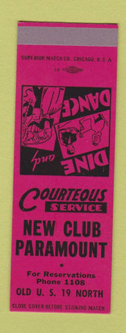 Matchbook Cover - New Club Paramount  SAMPLE