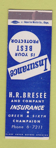 Matchbook Cover - HR Bresee Insurance Champaign IL SAMPLE