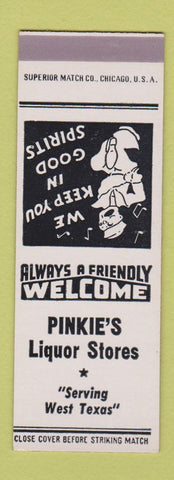 Matchbook Cover - Pinkie's Liquor Stores West Texas TX SAMPLE