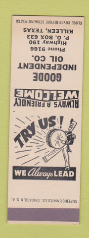 Matchbook Cover - Goode Independent Oil gas Killeen OH SAMPLE