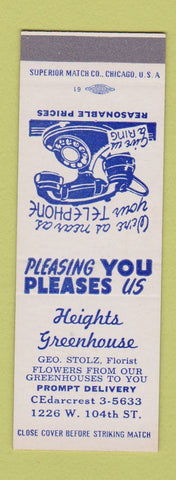 Matchbook Cover - Heights Greenhouse  SAMPLE