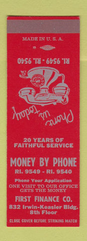 Matchbook Cover - First Finance Loans  SAMPLE
