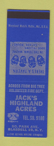 Matchbook Cover - Jack's Highland Acres Blasdell NY SAMPLE