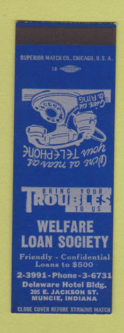 Matchbook Cover - Welfare Loan Society Muncie IN SAMPLE
