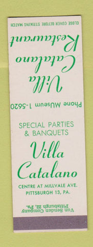 Matchbook Cover - Villa Catalano Restaurant Pittsburgh PA SAMPLE