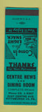 Matchbook Cover - Centre News Restaurant Pittsburgh PA SAMPLE