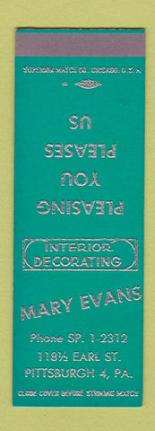 Matchbook Cover - Mary Evans Interior Decorating Pittsburgh PA SAMPLE