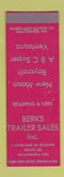 Matchbook Cover - Berks Trailer Sales Reading PA SAMPLE