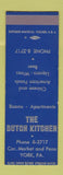 Matchbook Cover - The Dutch Kitchen York PA SAMPLE