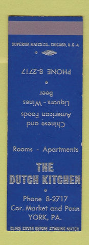 Matchbook Cover - The Dutch Kitchen York PA SAMPLE
