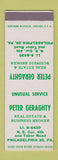 Matchbook Cover - Peter Geraghty Real Estate Philadelphia PA SAMPLE