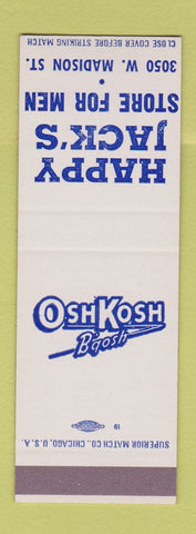 Matchbook Cover - Happy Jack's Men's Clothes OshKosh B'gosh overalls SAMPLE