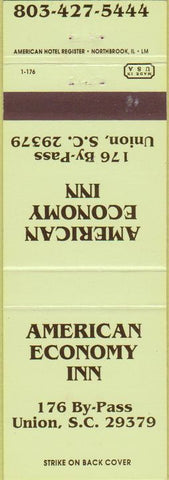 Matchbook Cover - American Economy Inn Union SC