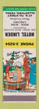 Matchbook Cover - Hotel Linden Allentown PA hillbilly  SAMPLE