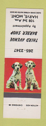 Matchbook Cover - Third Avenue Barber Shop Havre MT dalmatians
