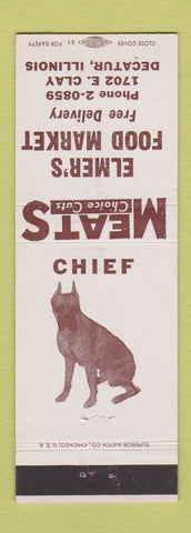 Matchbook Cover - Elmer's Food Grocery Decatur IL dog