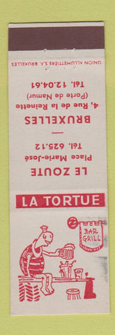 Matchbook Cover - LA Tortue Turtle Brussels Belgium
