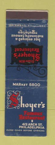 Matchbook Cover - Shoyer's Restaurant Philadelphia PA WEAR