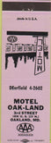 Matchbook Cover - Motel Oakland MD light purple