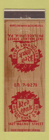Matchbook Cover - Red Oak Restaurant Bar Philadelphia PA