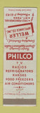 Matchbook Cover - Weller Appliance Philco TV Radio Mount Penn PA