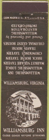 Matchbook Cover - Williamsburg Inn VA
