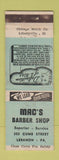 Matchbook Cover - Mac's Barber Shop Lebanon PA girlie WEAR