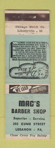Matchbook Cover - Mac's Barber Shop Lebanon PA girlie WEAR