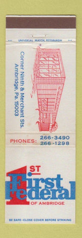 Matchbook Cover - 1st Federal Bank Ambridge PA