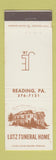 Matchbook Cover - Lutz Funeral Home Reading PA