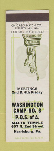 Matchbook Cover - Washington Camp Malta Temple Harrisburg PA
