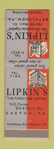 Matchbook Cover - Lipkin's Furniture Easton Bethlehem PA