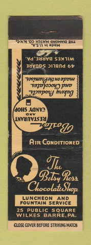 Matchbook Cover - Betsy Ross Chocolate Shop Wilkes Barre PA WEAR