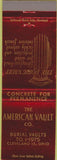 Matchbook Cover - American Valut Co Burial Cleveland OH