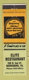 Matchbook Cover - Elite Restaurant Harrisburg PA