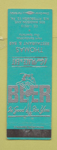 Matchbook Cover - Thomas Restaurant Bar Pittsburgh PA girlie