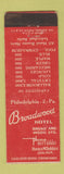 Matchbook Cover - Broadwood Hotel Philadelphia PA