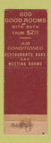 Matchbook Cover - Hotel Roosvelt Pittsburgh PA