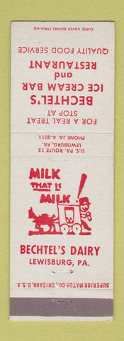 Matchbook Cover - Bechtel's Dairy Lewisburg PA