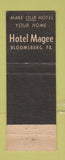Matchbook Cover - Hotel Magee Bloomsburg PA
